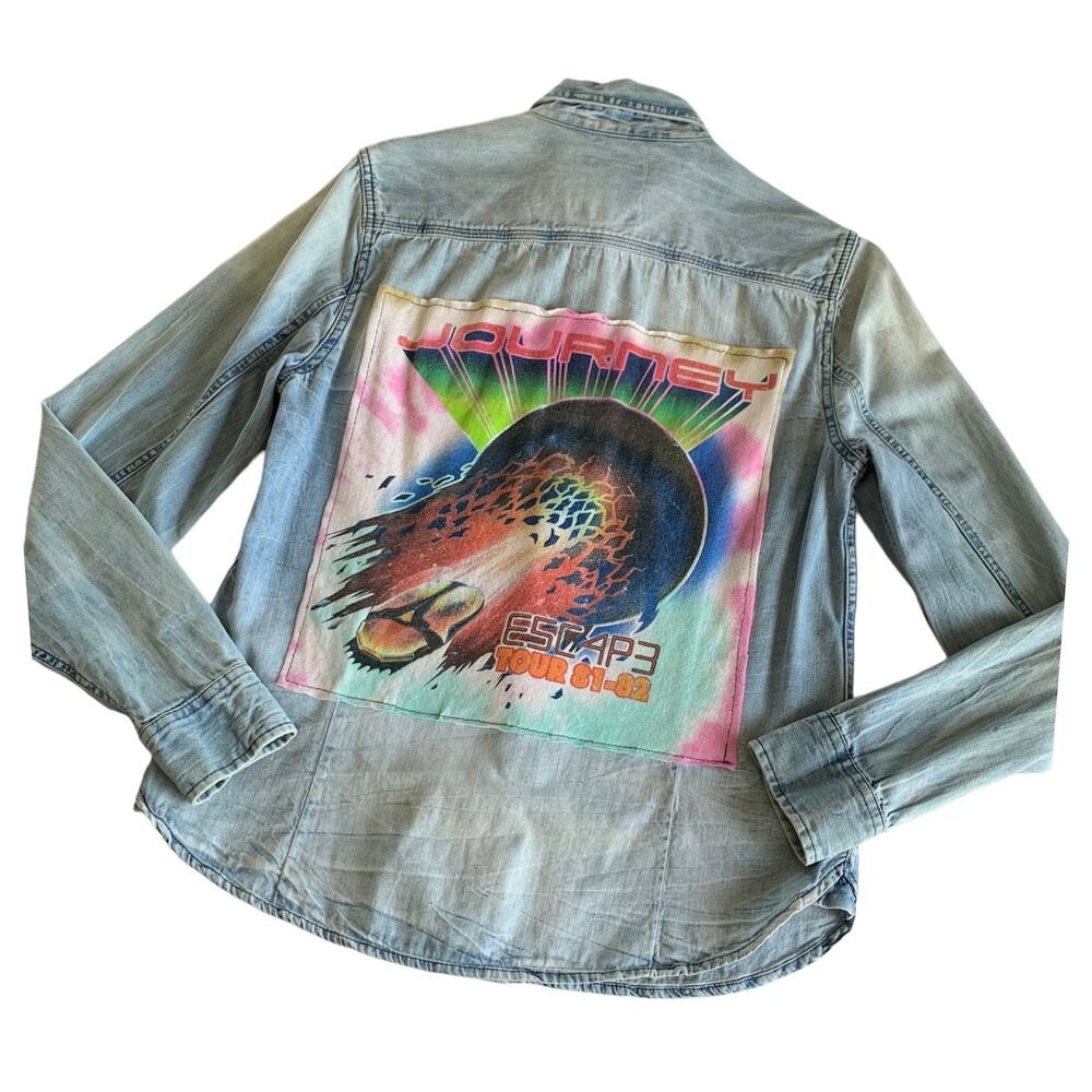 Reworked Apparel Journey Custom Upcycle Chambray Button Up Shirt Women's Medium